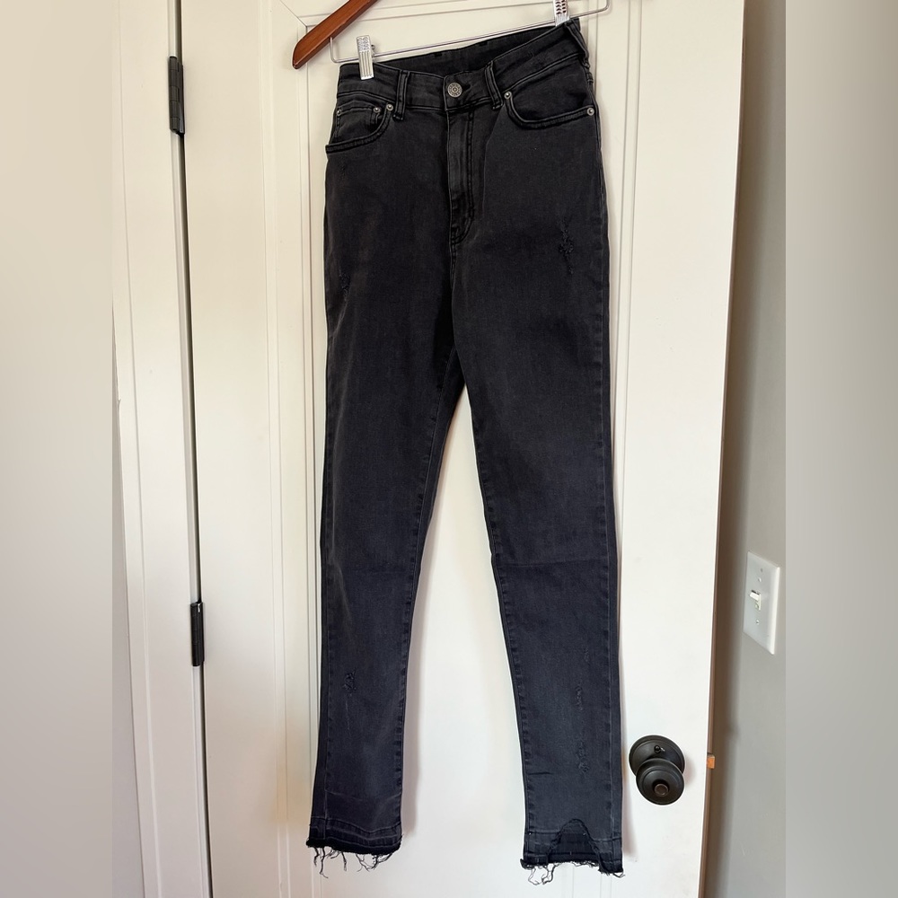 NWT $249 Seroya Maya High Rise Skinny Jean Ash Edge Raw Hem Size 26 made Italy - Picture 4 of 5